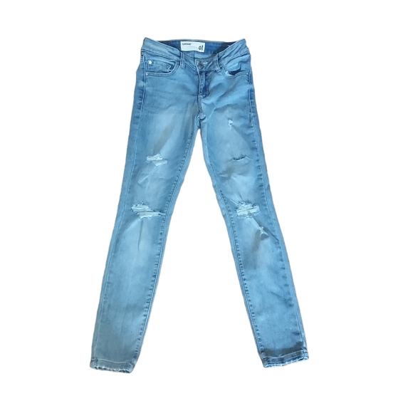 Garage Jeans 1 Midrise Light Blue Distressed Skinny Denim Pants stretch casual - Picture 1 of 2